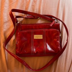 Red pleather Nine West crossbody purse